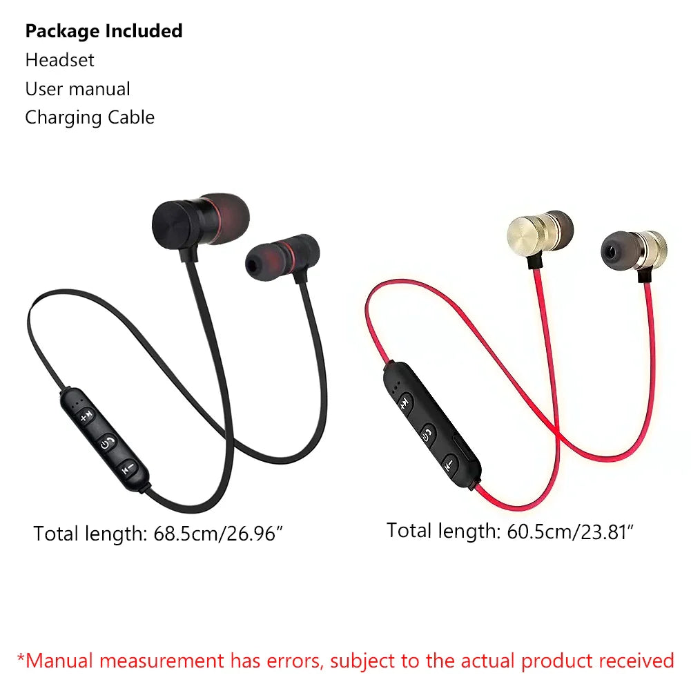 Wireless earphones Neckband Magnetic Sports 4.1 Bluetooth Earphone Stereo Earbuds Music Metal Headphones With Mic For All Phones - P's One-Stop Shop 