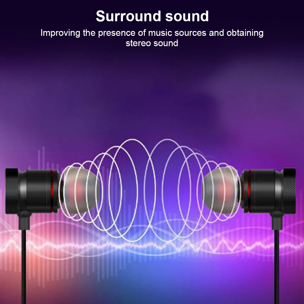 Wireless earphones Neckband Magnetic Sports 4.1 Bluetooth Earphone Stereo Earbuds Music Metal Headphones With Mic For All Phones - P's One-Stop Shop 