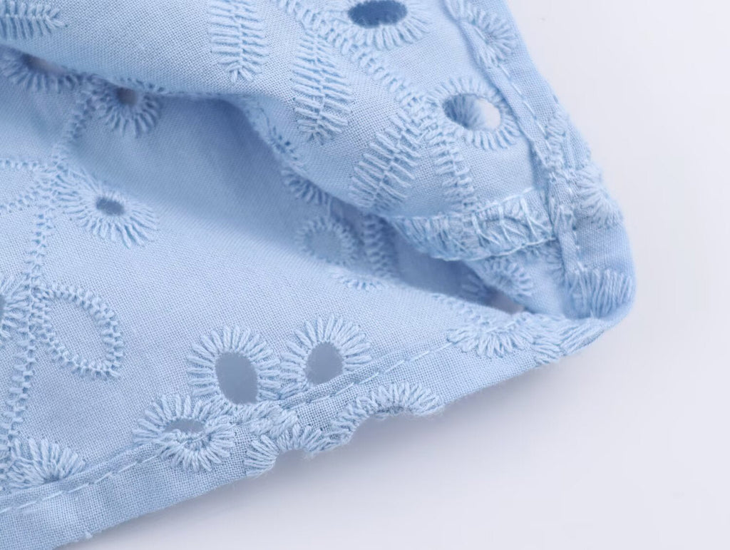 Women Clothing Autumn Hollowed out Embroidered Shirt - P's One-Stop Shop 