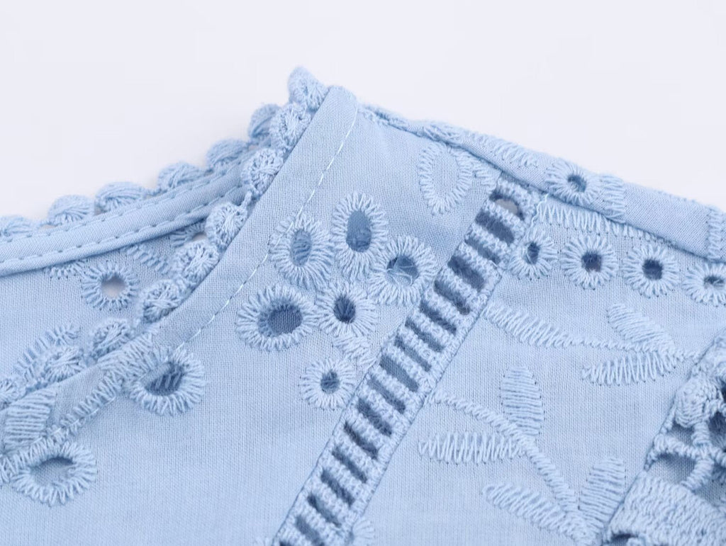 Women Clothing Autumn Hollowed out Embroidered Shirt - P's One-Stop Shop 