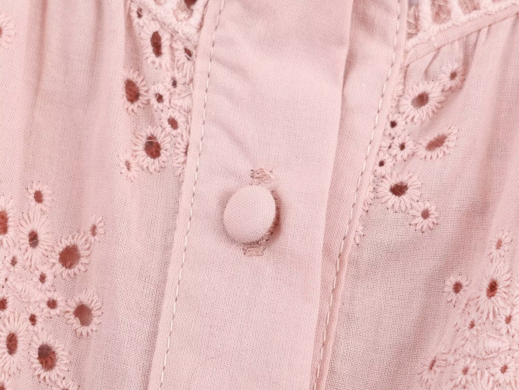 Women Clothing Casual Hollow Out Cutout Embroidered Shirt - P's One-Stop Shop 