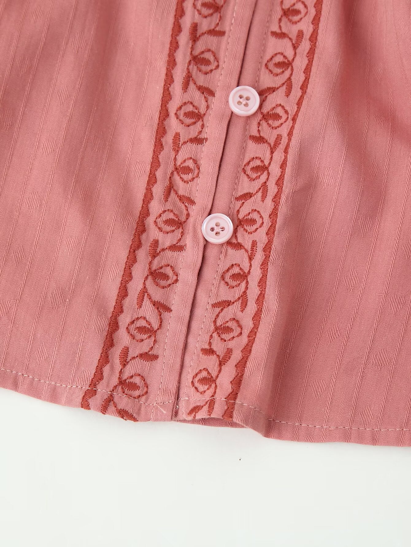Women Clothing Long Sleeve Contrast Color Embroidered Shirt - P's One-Stop Shop 