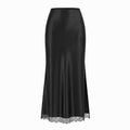 Women Clothing Satin Skirt Lace Split High Waist Elastic Sexy Sheath Skirt - P's One-Stop Shop 