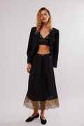 Women Lace Satin Stitching Loose Wide Leg Casual Trousers Office - P's One-Stop Shop 