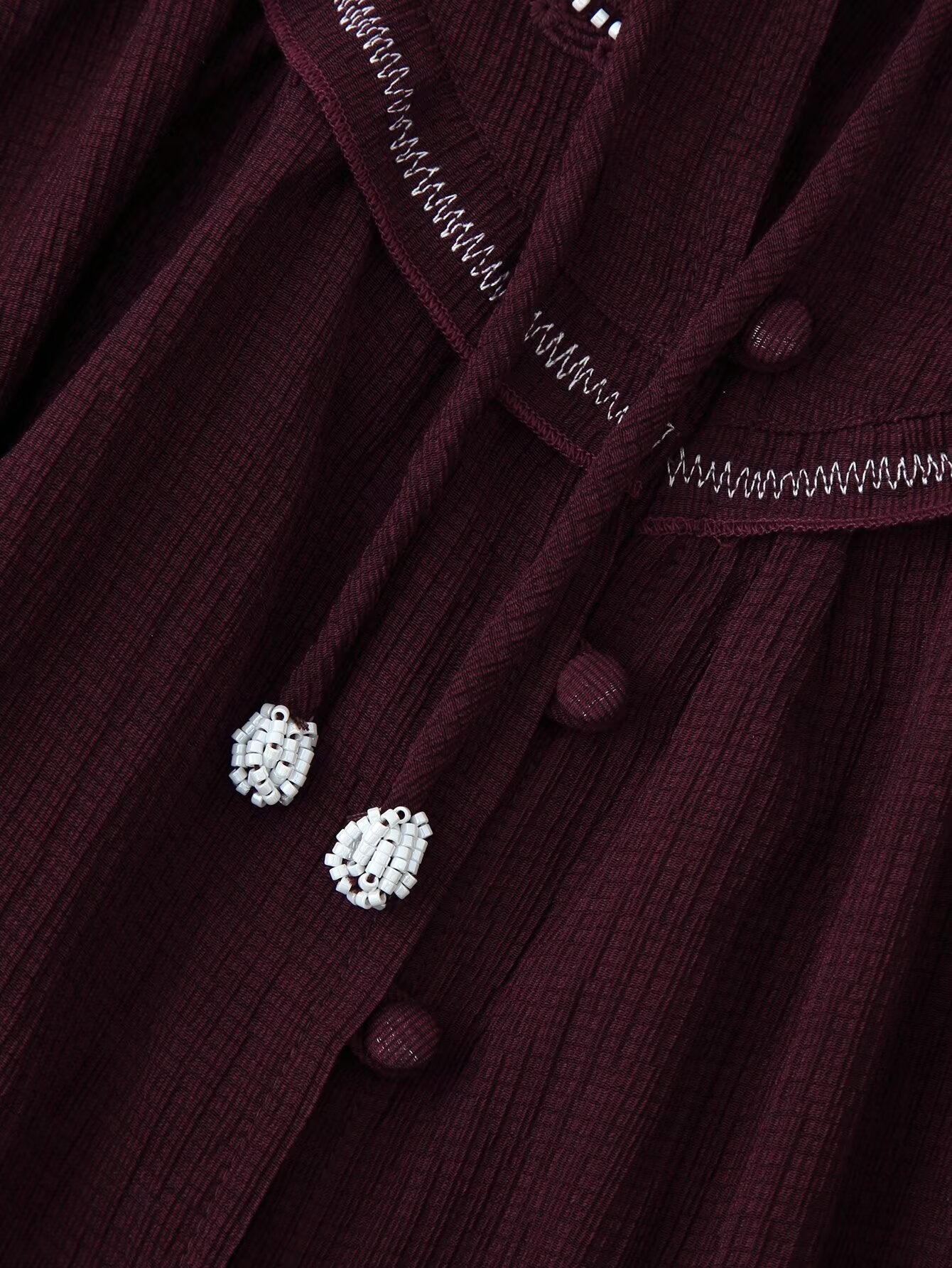 Women Long Sleeve Casual Beaded Embroidered Shirt - P's One-Stop Shop 
