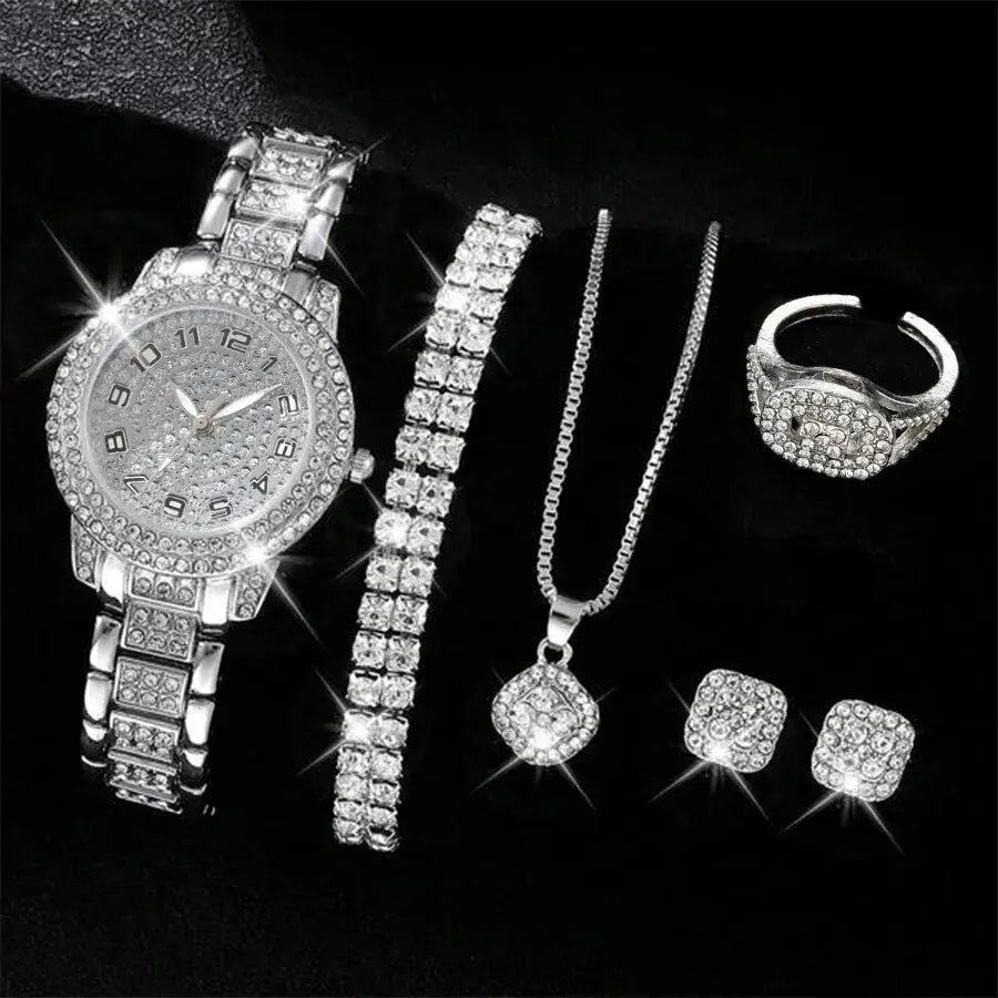Women Watch Luxury Elegant Alloy Watch 6pcs - P's One-Stop Shop 