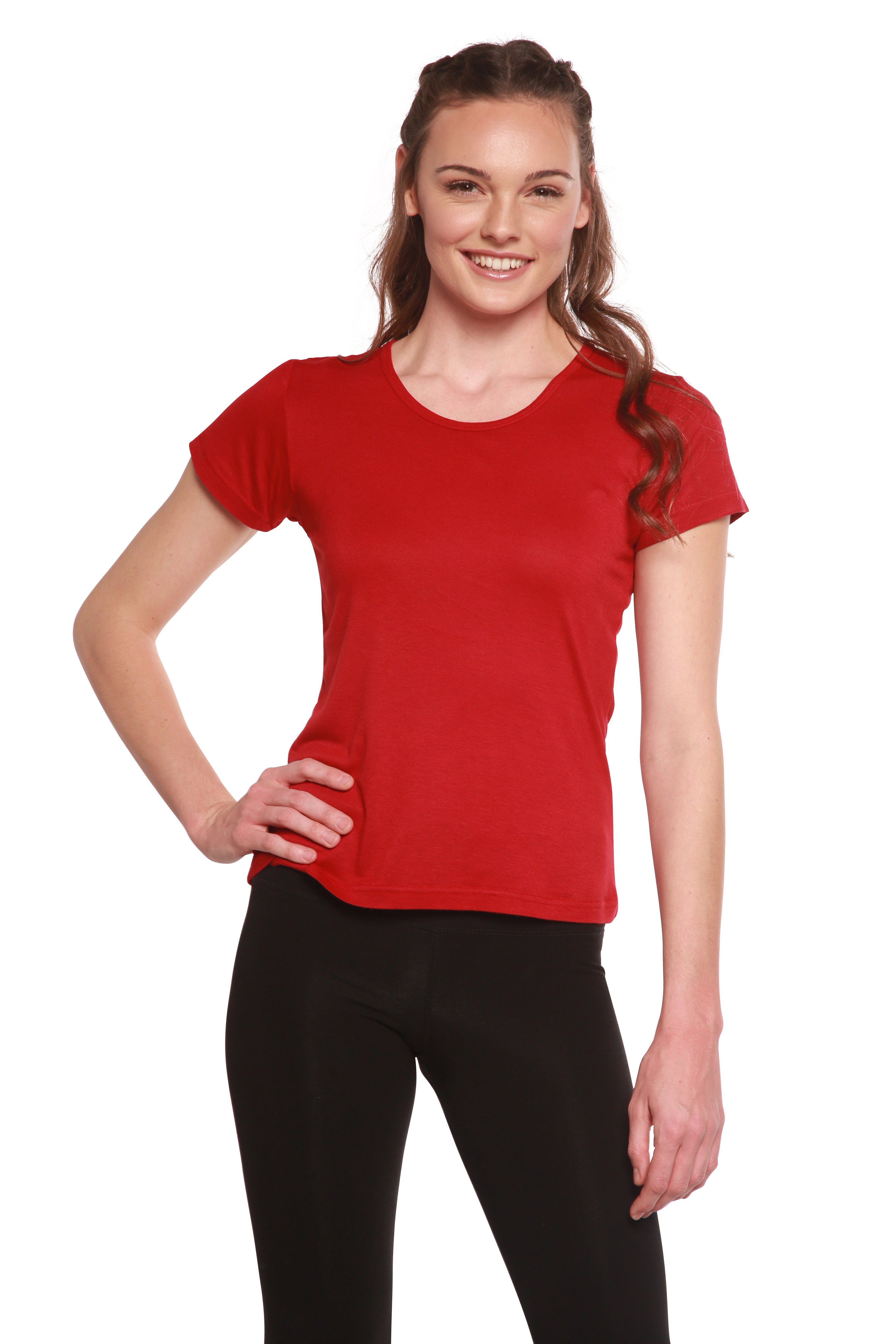 Women's 100% Bamboo Viscose Scoop Neck Short Sleeve T-Shirt - P's One-Stop Shop 