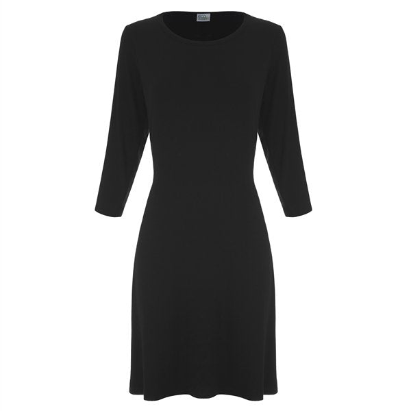 Women's A-Line Bamboo Viscose Dress in Black - P's One-Stop Shop 
