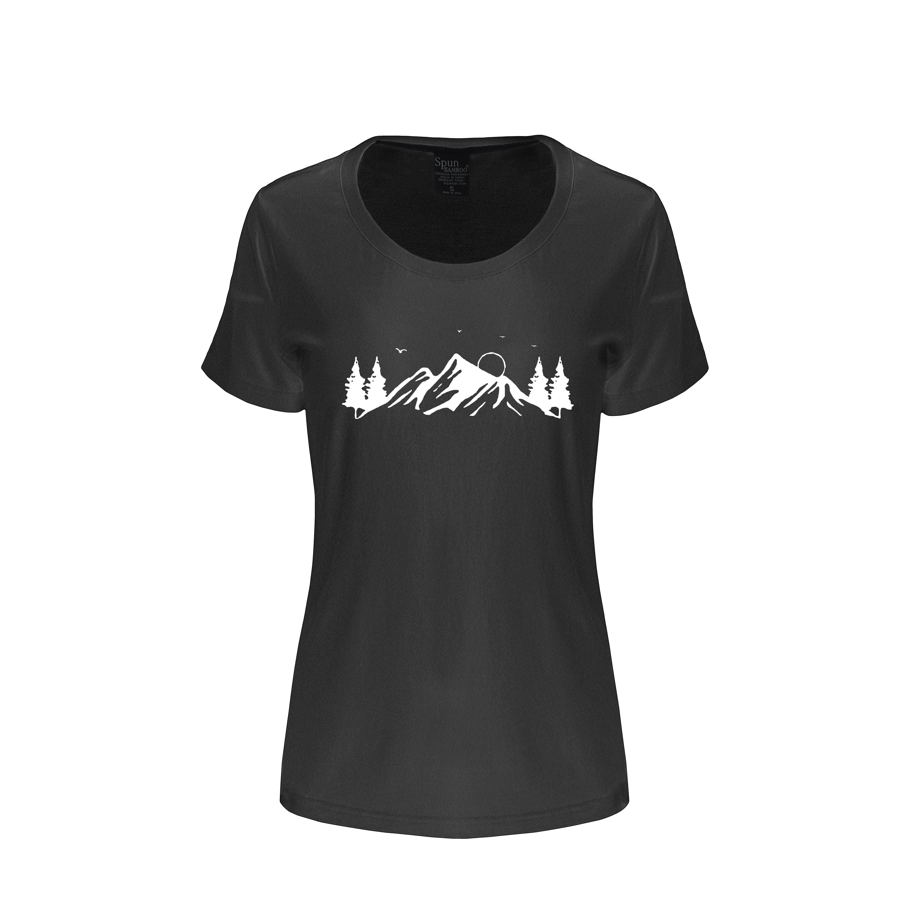 Women's Bamboo/Cotton Short Sleeve Scoop Neck T-Shirt with Print Mauna Kea - P's One-Stop Shop 
