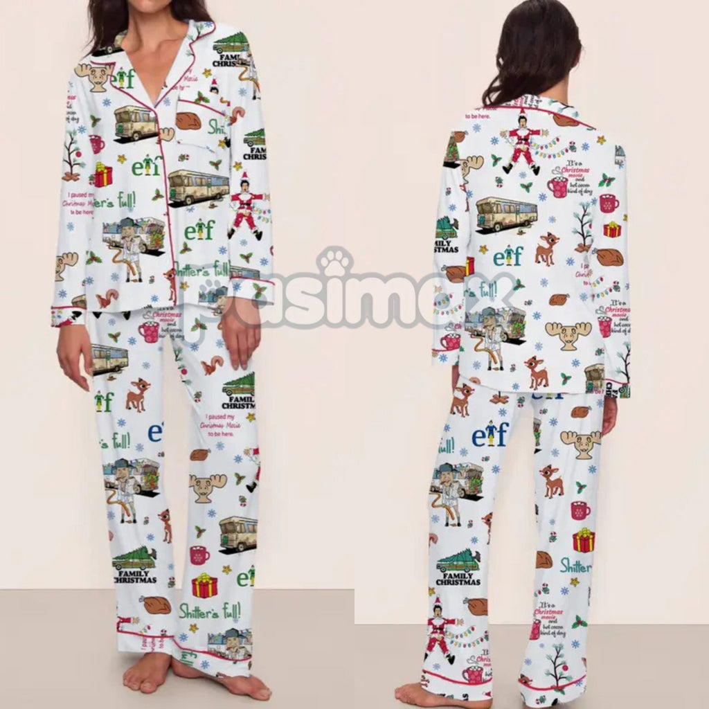 Women's Christmas Pajama Set - Elegant Long Sleeve Top & Pants, Comfortable Home Wear for Fall Winter & Holiday Gift - P's One-Stop Shop 