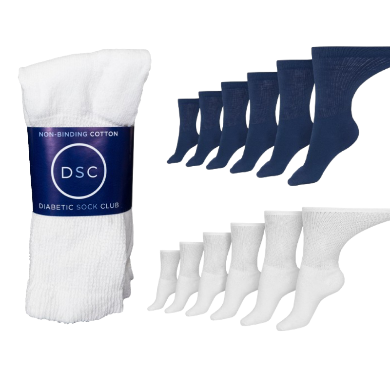 Women's Cotton Diabetic Crew Socks (6 Pair) - P's One-Stop Shop 