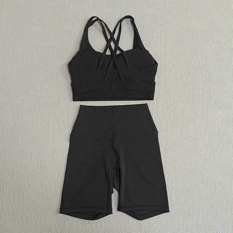 Women's Cross Back Yoga Set with Pockets - P's One-Stop Shop 