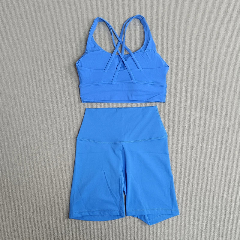 Women's Cross Back Yoga Set with Pockets - P's One-Stop Shop 