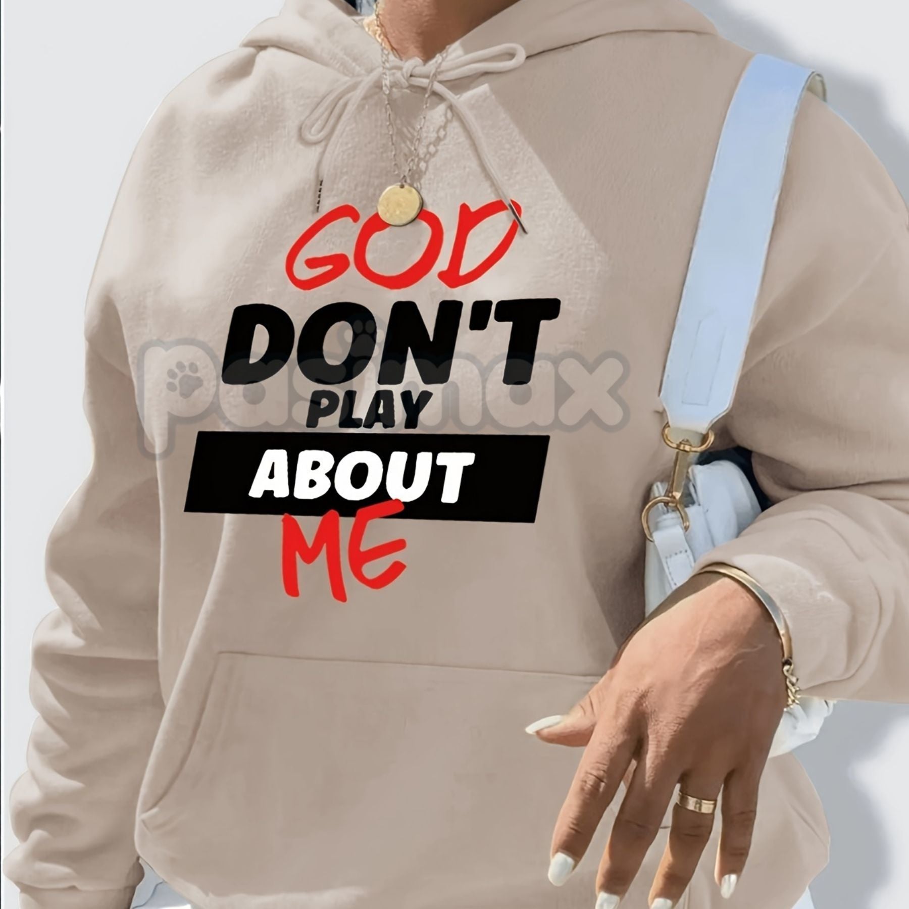 Women's Front Slogan Letter Print Hooded Sweatshirt – Casual Graphic Pullover, Trendy Statement Hoodie - P's One-Stop Shop 