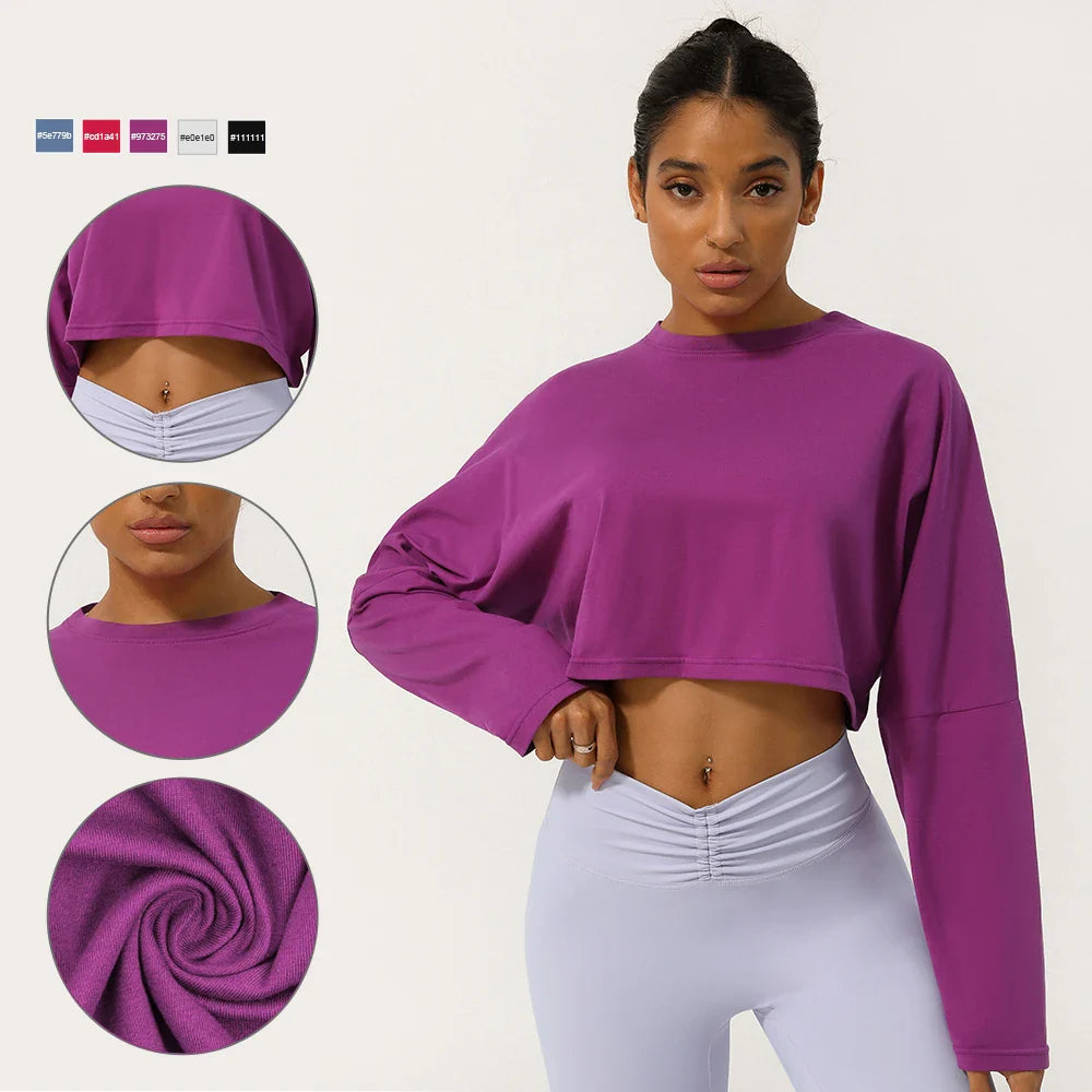 Women's Long Sleeve Fitness Crop Top - P's One-Stop Shop 