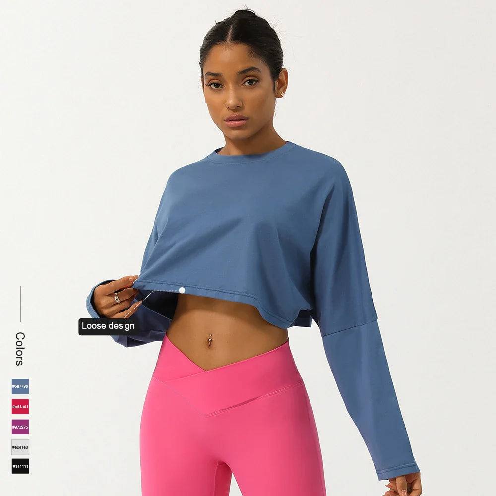 Women's Long Sleeve Fitness Crop Top - P's One-Stop Shop 