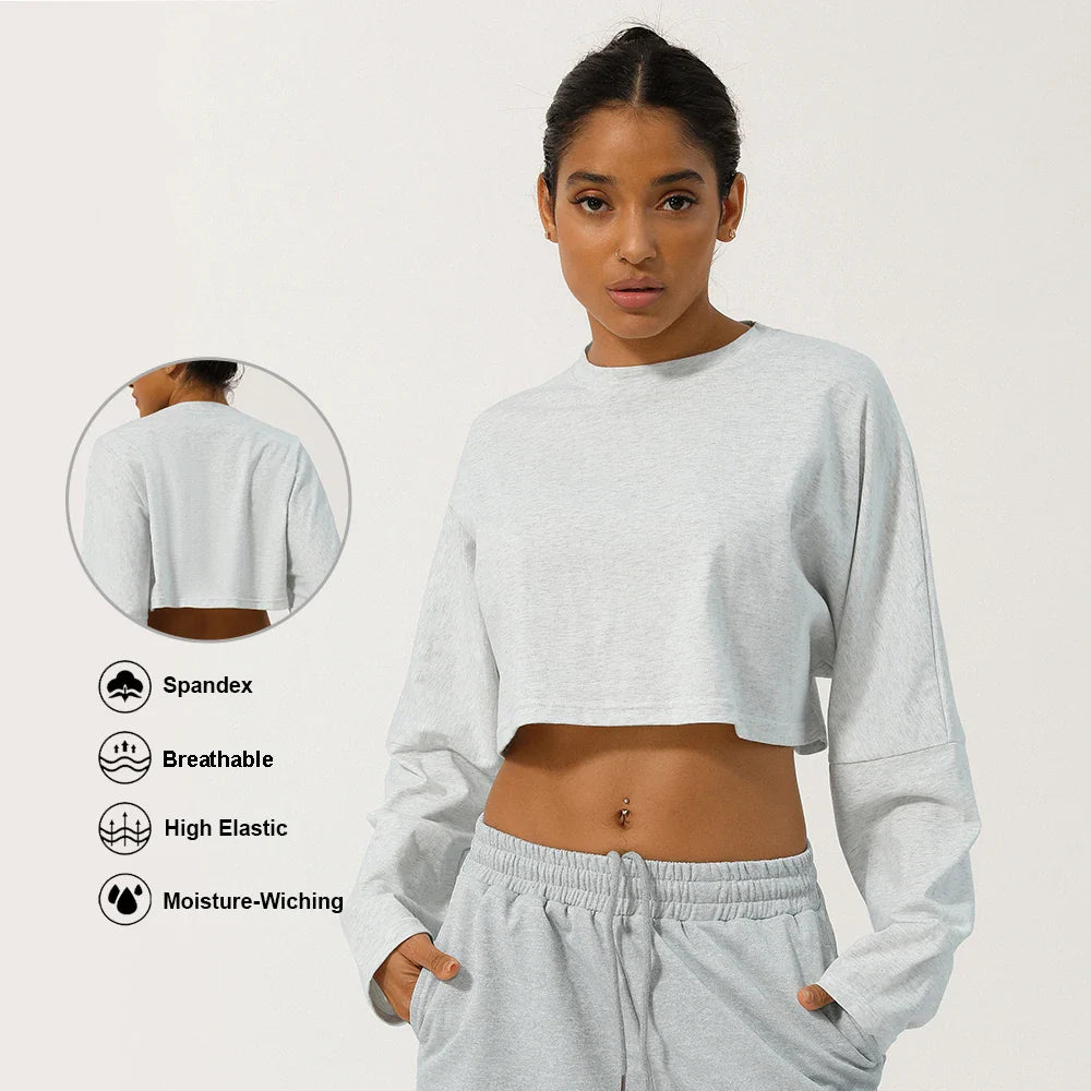 Women's Long Sleeve Fitness Crop Top - P's One-Stop Shop 