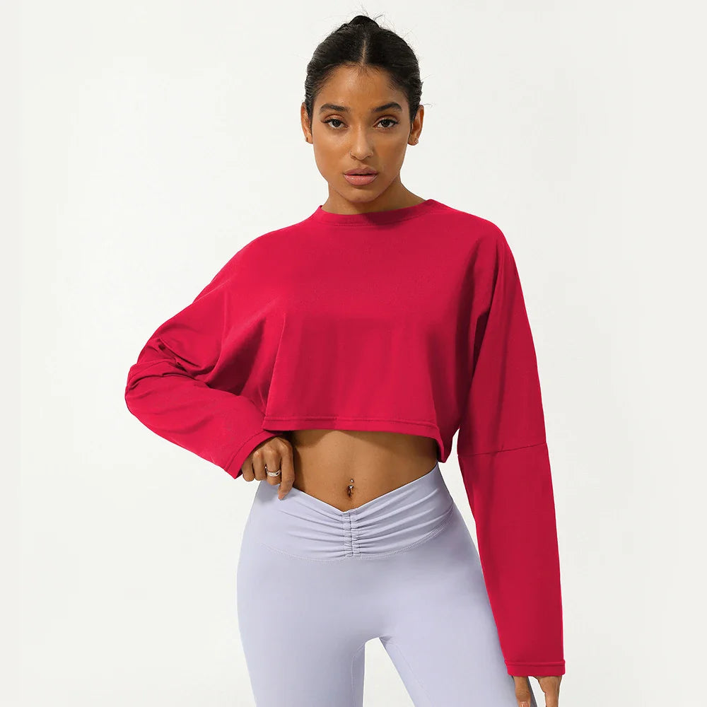 Women's Long Sleeve Fitness Crop Top - P's One-Stop Shop 