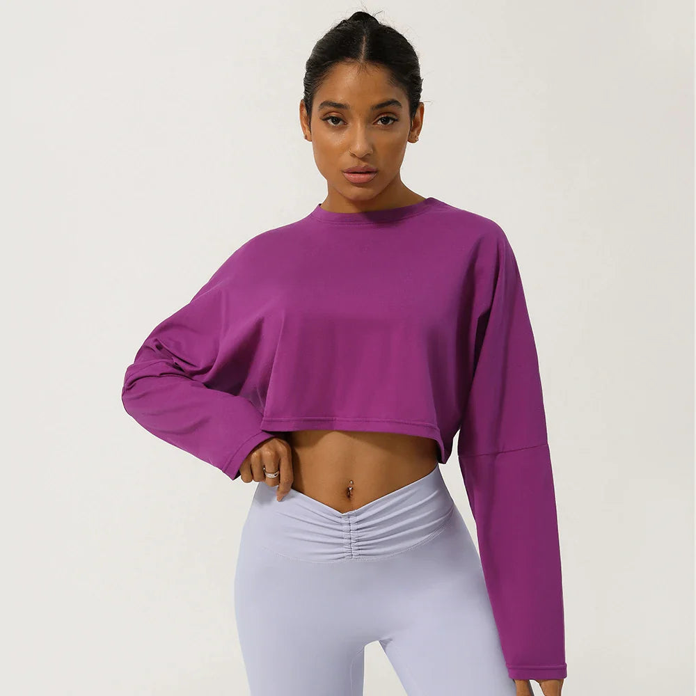 Women's Long Sleeve Fitness Crop Top - P's One-Stop Shop 