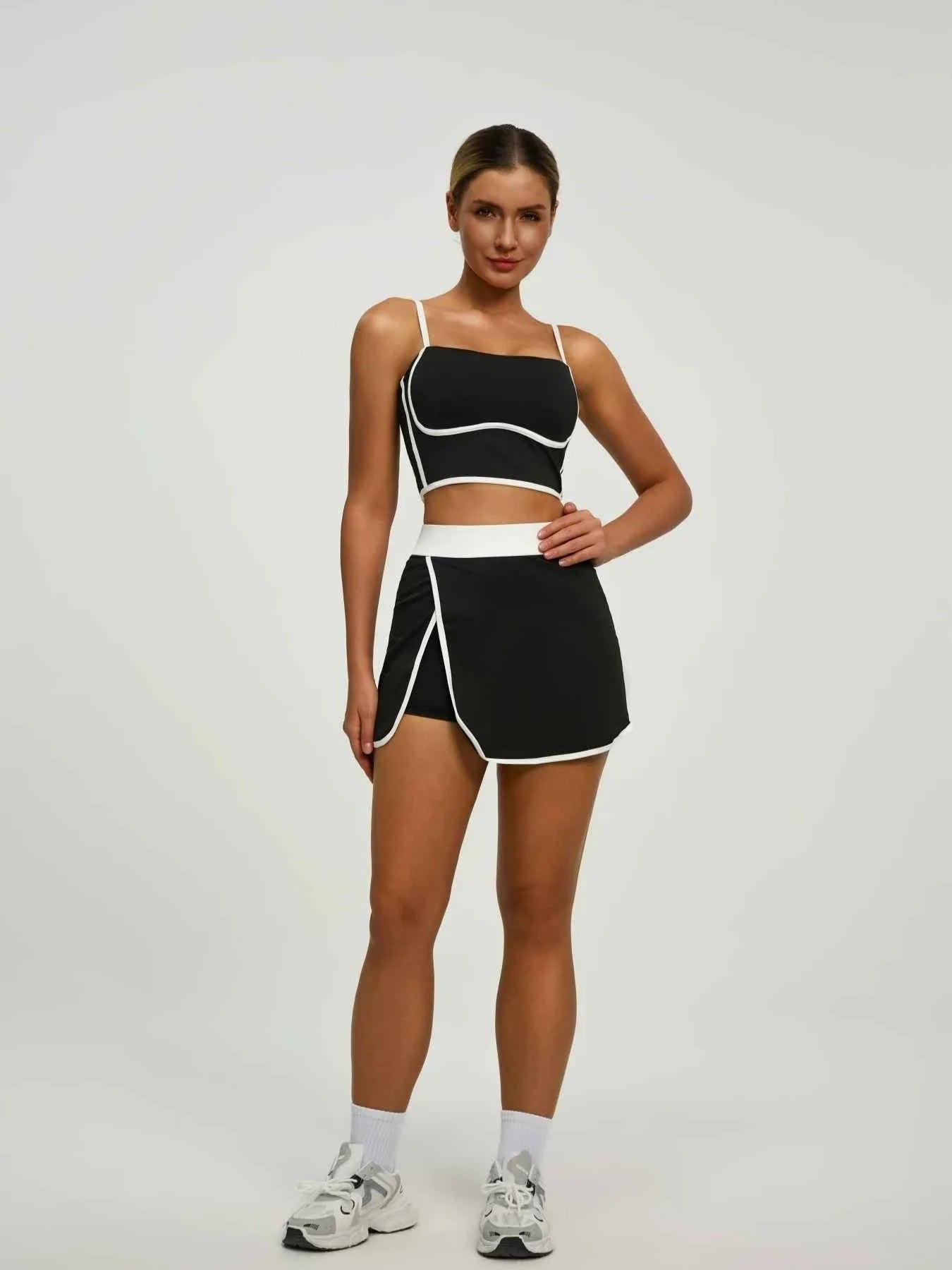 Women's Sports Set: Padded Crop Top & Pocket Skort - P's One-Stop Shop 