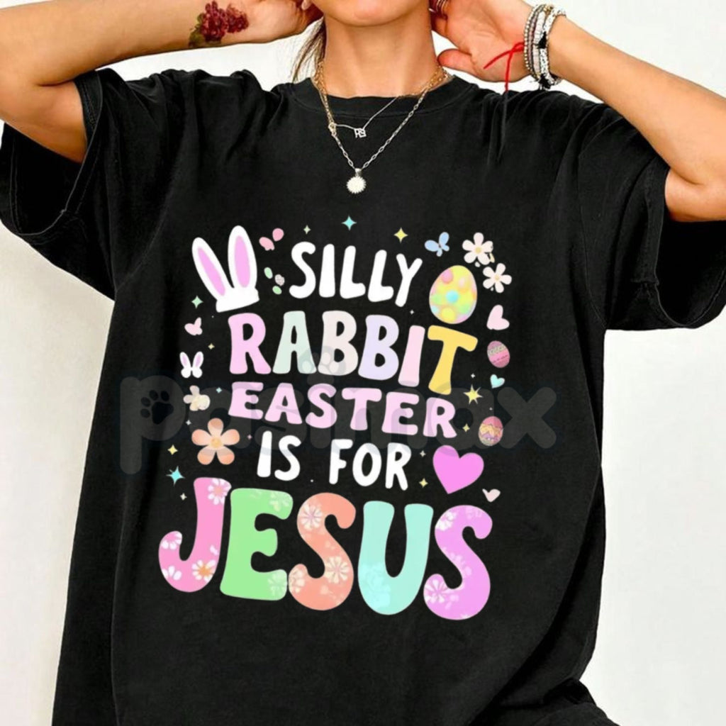 Aesthetic "Easter Is For Jesus" Floral T-Shirt - Boho Silly Rabbit Christian Graphic Tee, Premium 100% Cotton Religious Spring Top, Wildflower Faith-Based Holiday Shirt, Soft Lived-In Heavyweight Sunday Morning Apparel, Made in USA Women's Easter Gift - P's One-Stop Shop 
