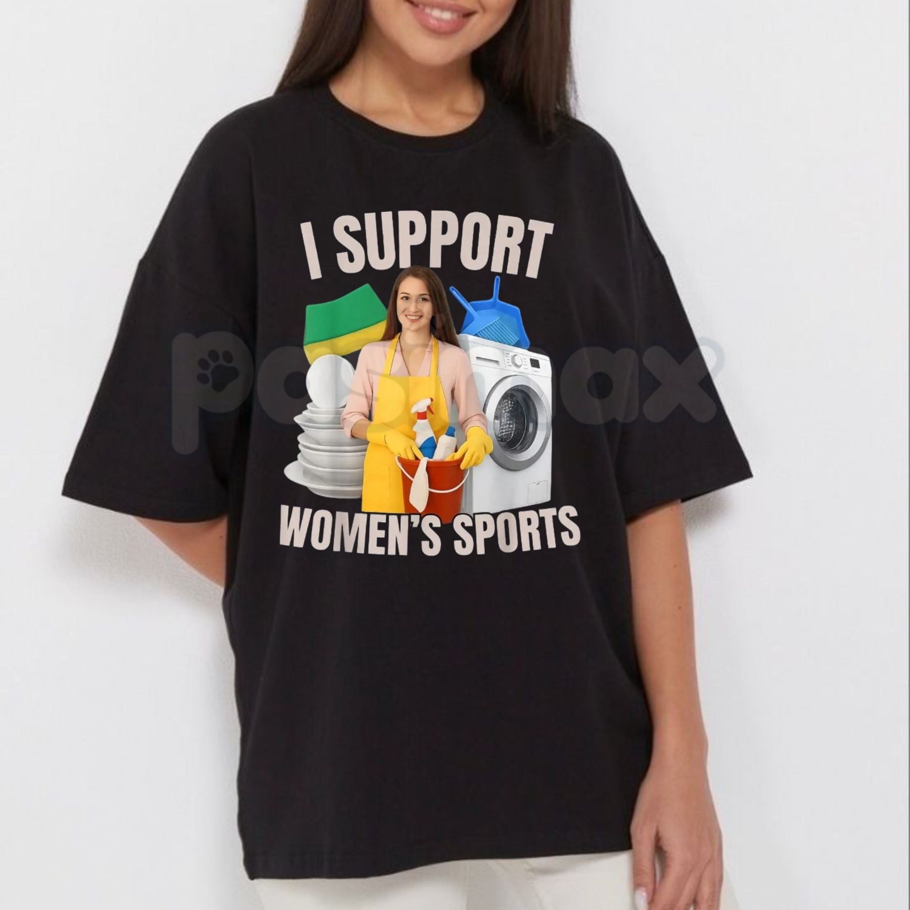 "Support Women's Sports" Adult Humor Bootleg T-Shirt - Funny Sarcastic Slogan Graphic Tee, Premium 100% Cotton Viral Streetwear Top, Witty Adult Humor Gift for Him, 90s Style Bootleg Rap Aesthetic Shirt, Soft Lived-In Heavyweight Statement Apparel - P's One-Stop Shop 