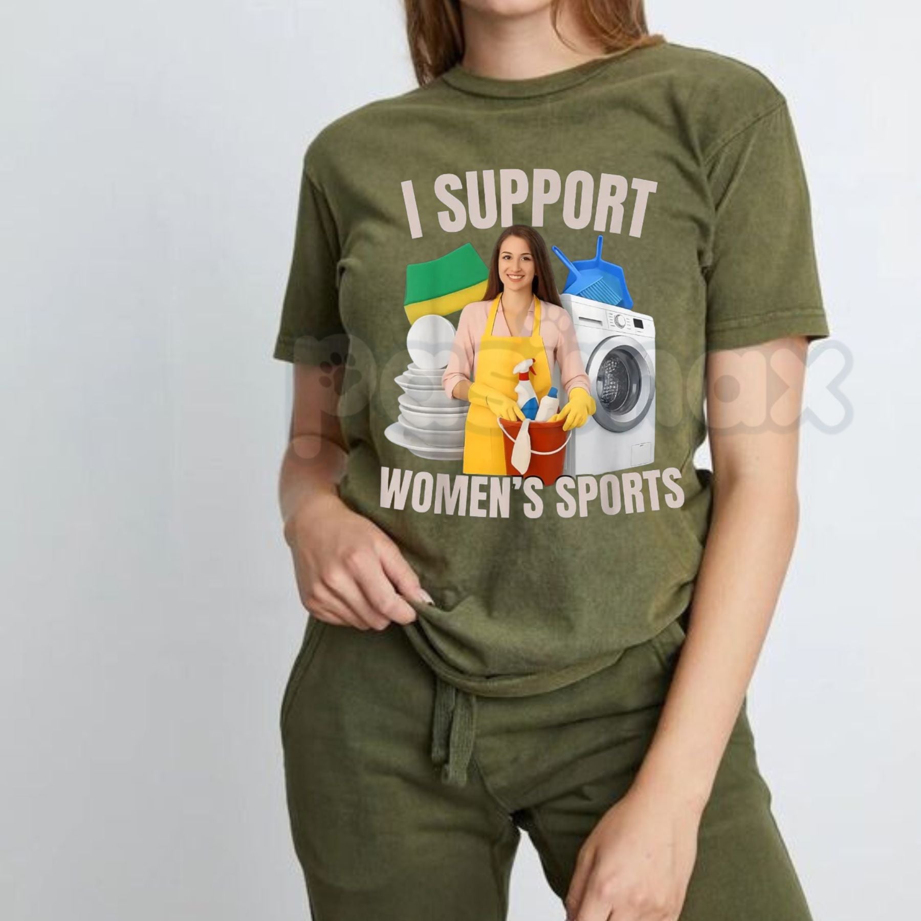 "Support Women's Sports" Adult Humor Bootleg T-Shirt - Funny Sarcastic Slogan Graphic Tee, Premium 100% Cotton Viral Streetwear Top, Witty Adult Humor Gift for Him, 90s Style Bootleg Rap Aesthetic Shirt, Soft Lived-In Heavyweight Statement Apparel - P's One-Stop Shop 